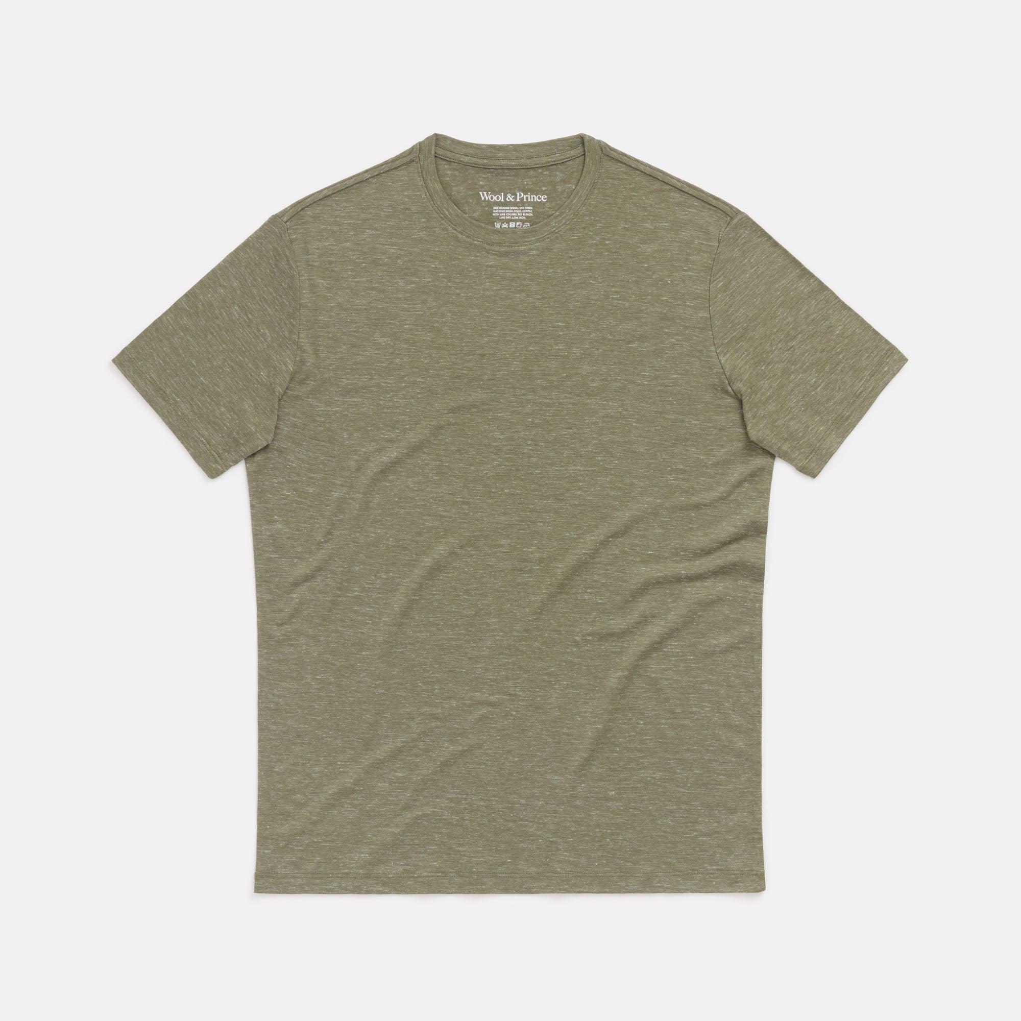 Merino Wool Linen Crew Neck T-Shirt | Washed Navy Product Image