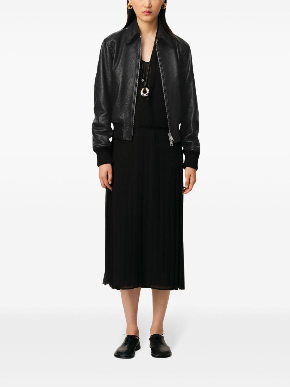 zipped leather jacket Product Image