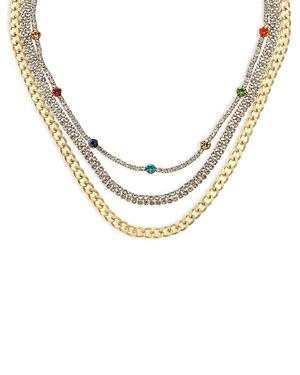 Womens 18K Gold-Plated & Glass Triple-Layered Necklace Product Image