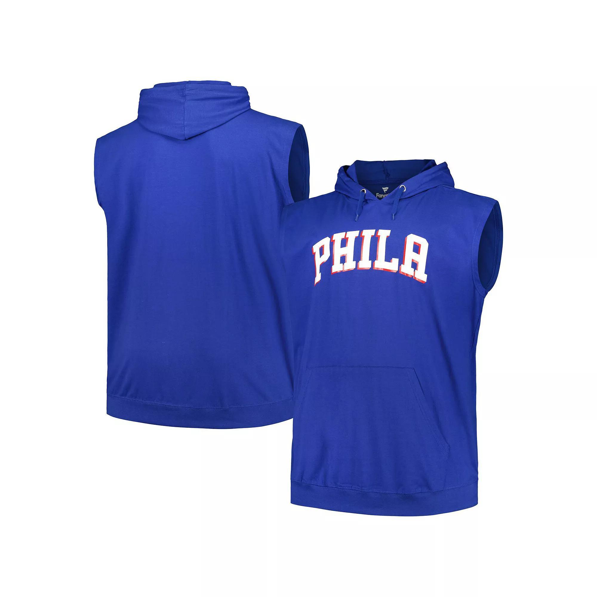 Men's Fanatics Branded Royal Philadelphia 76ers Big & Tall Jersey Muscle Pullover Hoodie,  Product Image