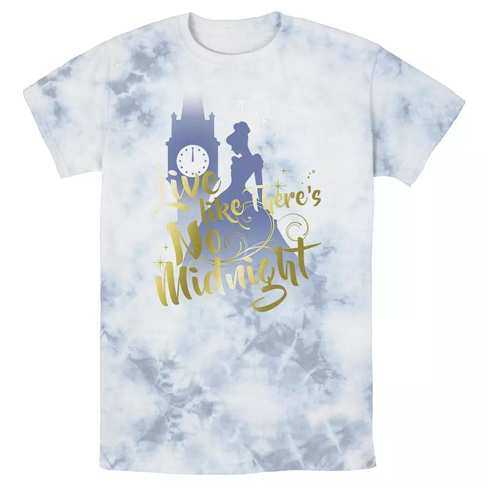 Disney's Cinderella Men's Silhouette Live Like There's No Midnight Bomabrd Wash Tee, Size: XL, White Blue Product Image