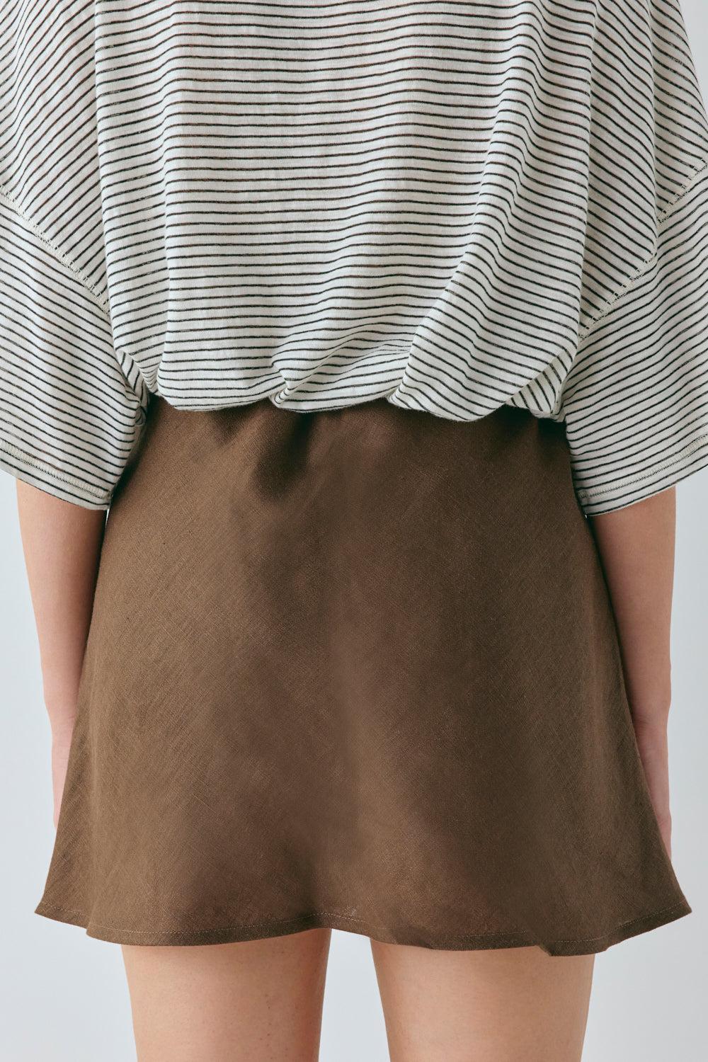Summer Linen Mini Skirt Chocolate Product Image
