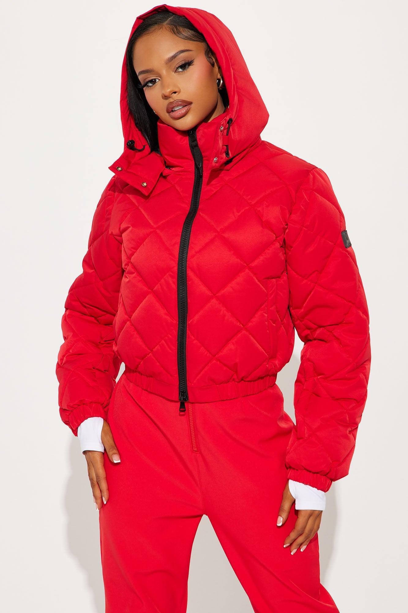Snow Days Quilted Puffer Jacket - Red Product Image