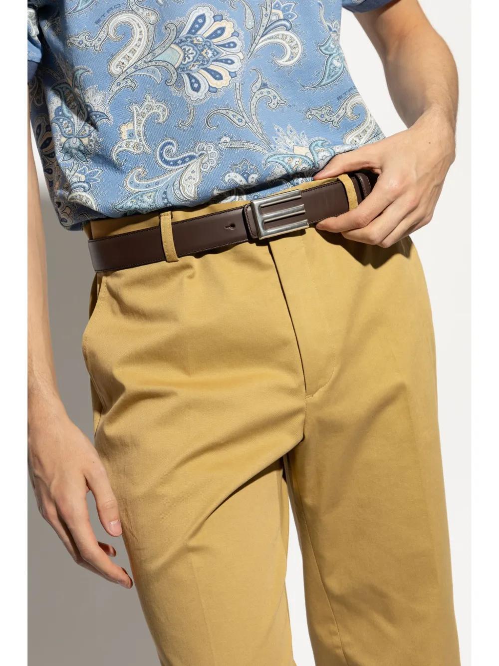 ETRO Paisley-print Leather Belt In Brown Product Image