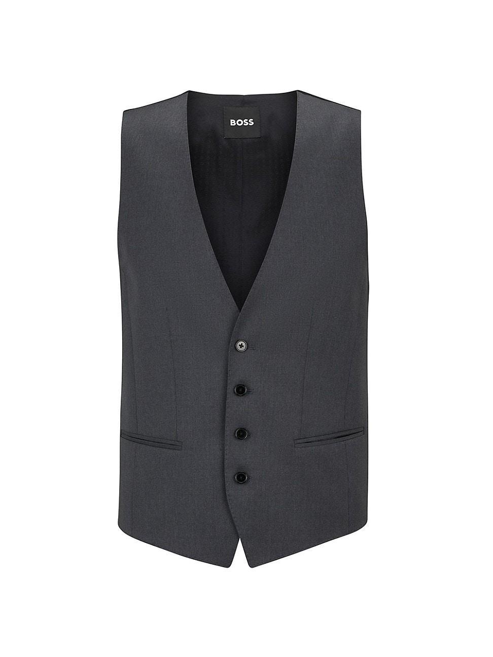 Mens Single-Breasted Waistcoat in Virgin-Wool Serge Product Image