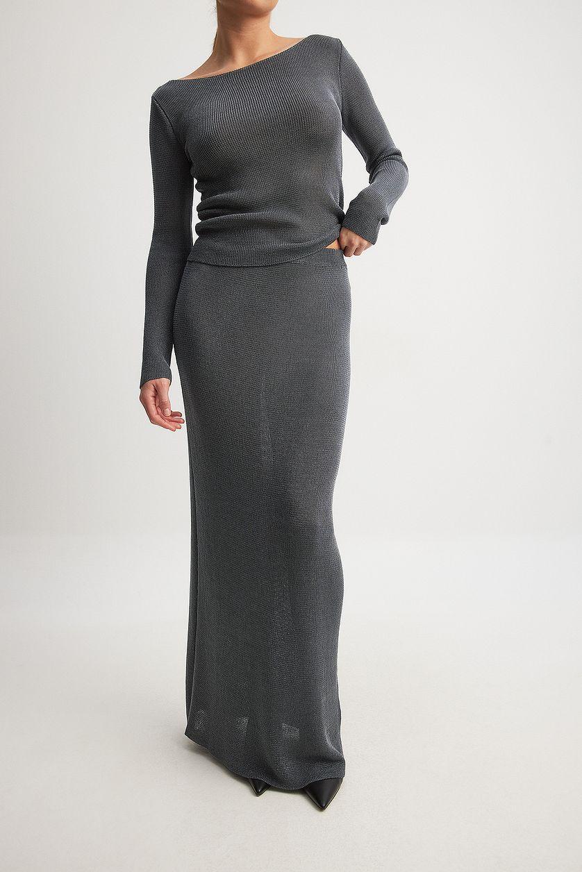 Metallic Knitted Maxi Skirt Product Image