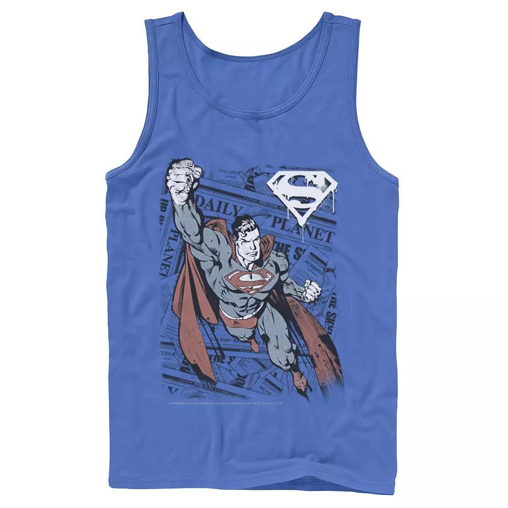 Men's DC Comics Superman Daily Planet Background Poster Tank Top,  Product Image