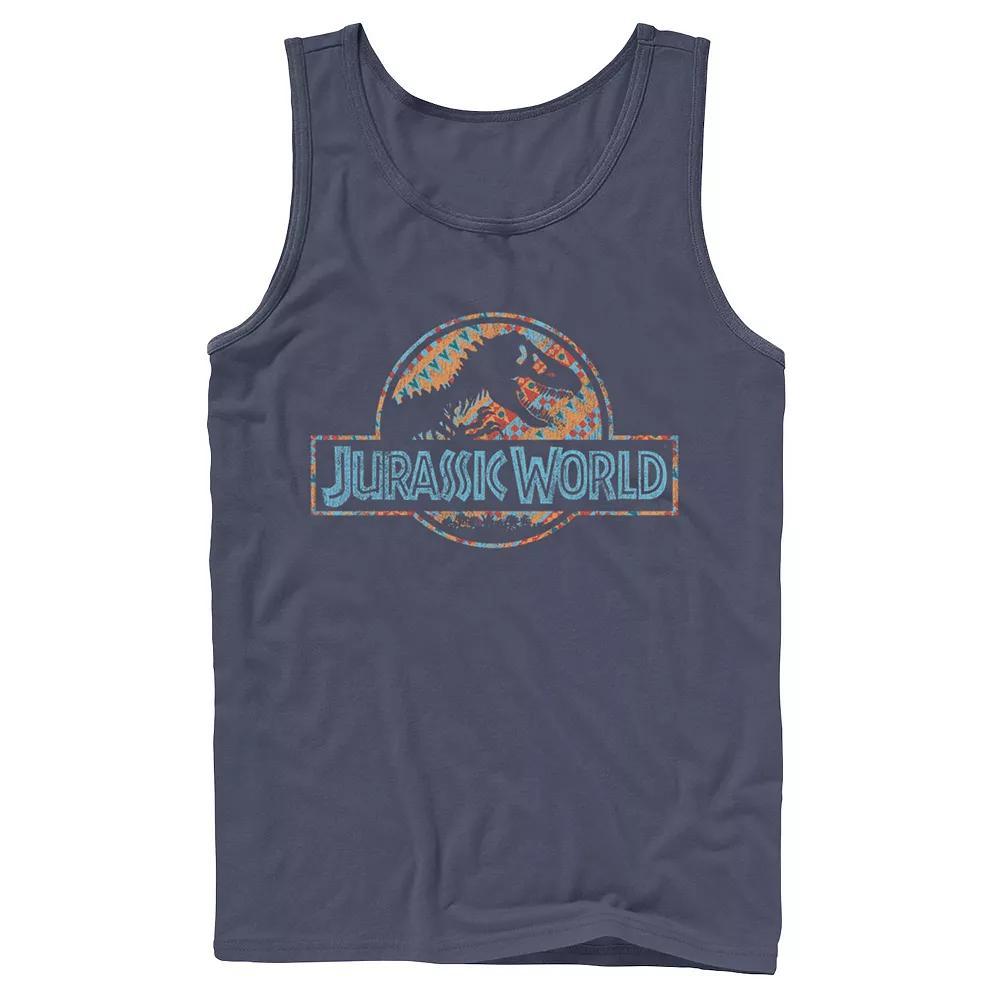 Men's Jurassic World Geometric Shape Pattern Logo Tank Top,  Product Image