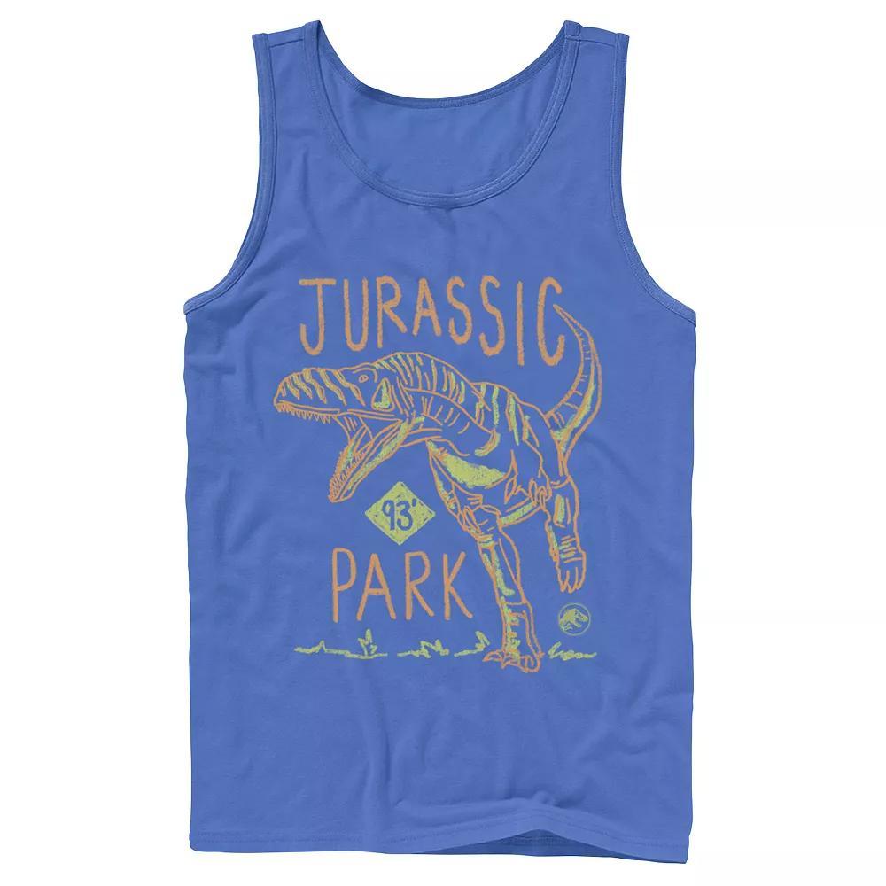 Men's Jurassic Park Neon Gradient Scene Tank Top,  Product Image