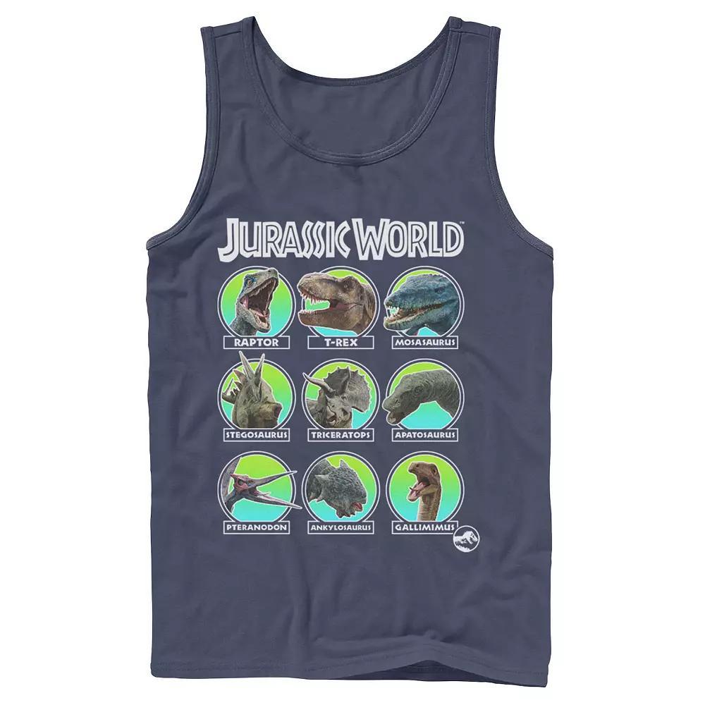 Men's Jurassic World Two Dino Heads Chart Tank Top,  Product Image