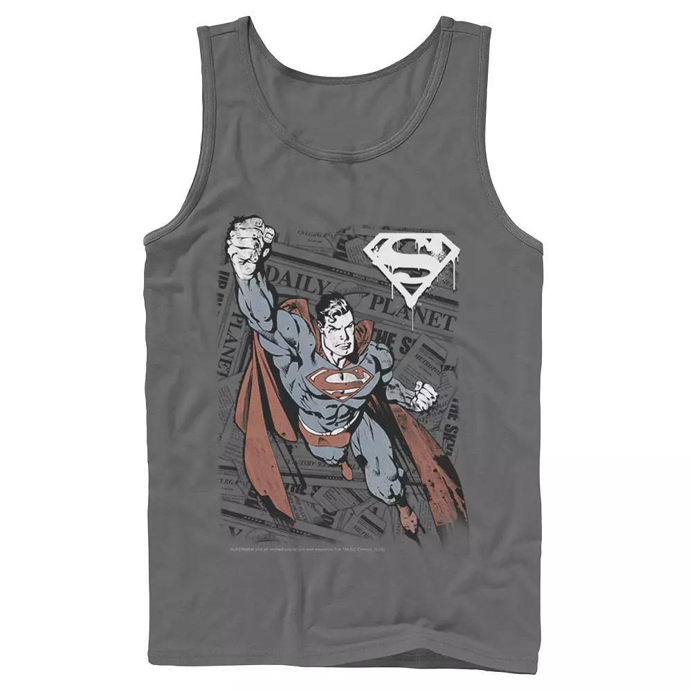 Men's DC Comics Superman Daily Planet Background Poster Tank Top,  Product Image