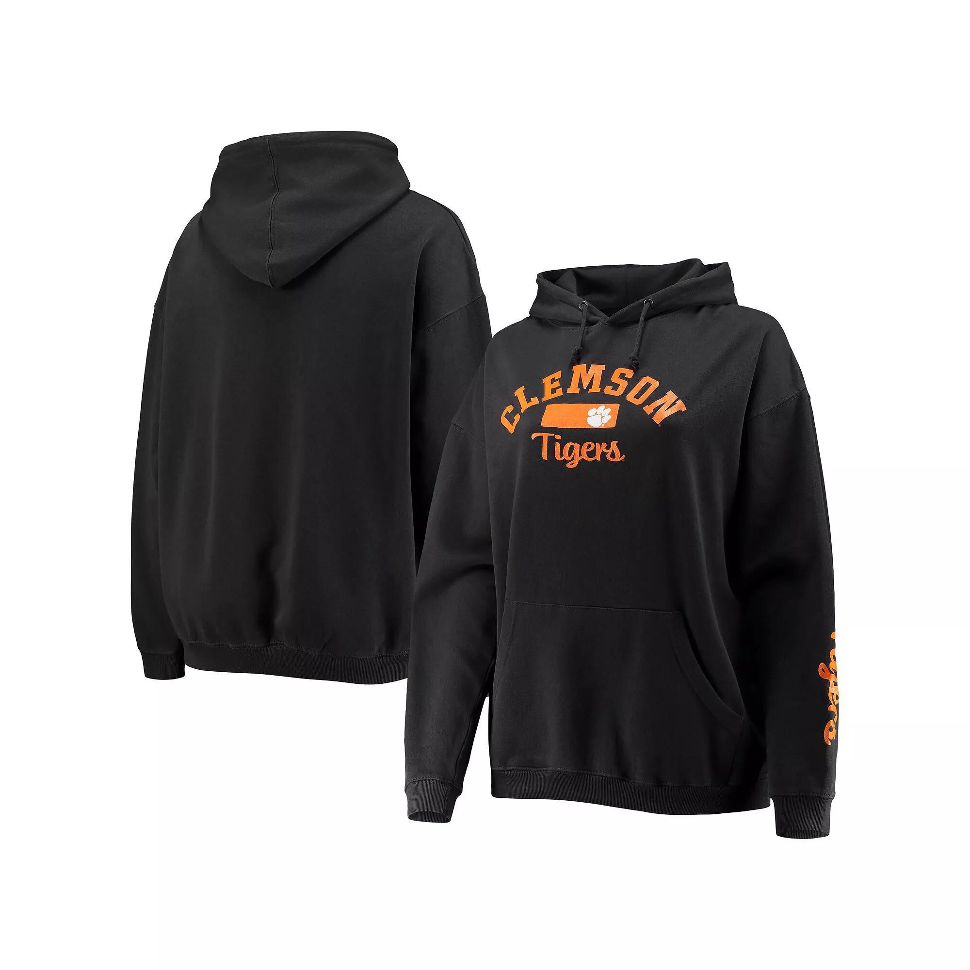 Women's Pressbox Black Clemson Tigers Rock n Roll Super Oversized Pullover Hoodie Product Image