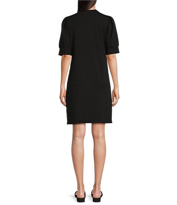 NIC + ZOE Henley Split V-Neck Elbow Puff Sleeve Dress Product Image