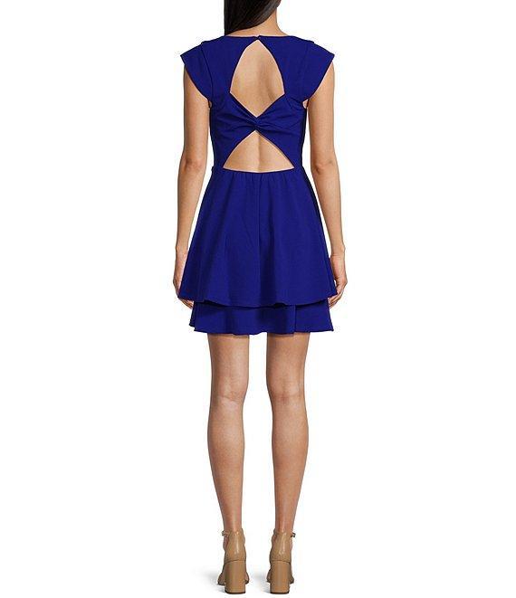 Next Up Cap Sleeve Sweetheart Neck Double Tier Skirt Dress Product Image