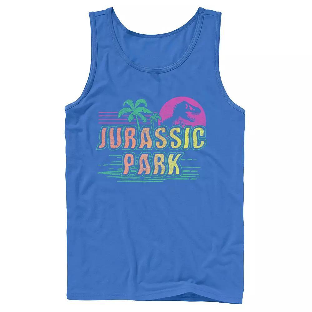 Men's Jurassic Park Neon Gradient Scene Tank Top,  Product Image
