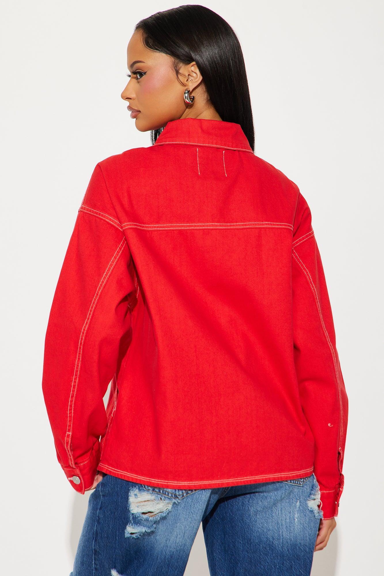 School Days Oversized Jacket - Red Product Image