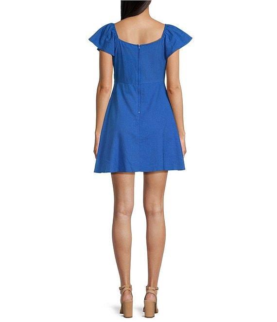 Copper Key Flutter Sleeve Tie Front Dress Product Image