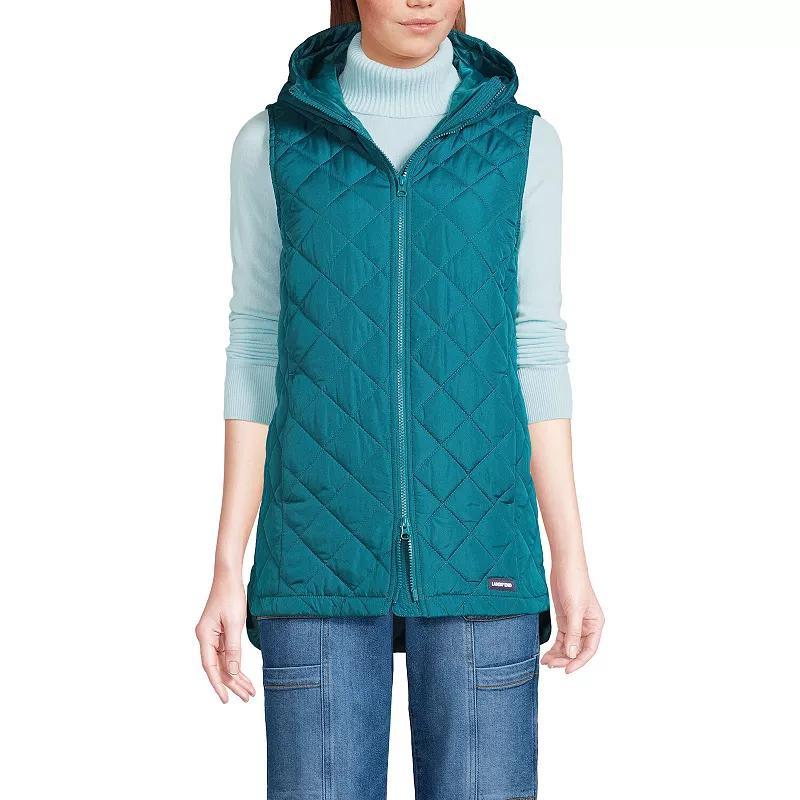 Womens Lands End Hooded Insulated Vest Evening Blue Product Image