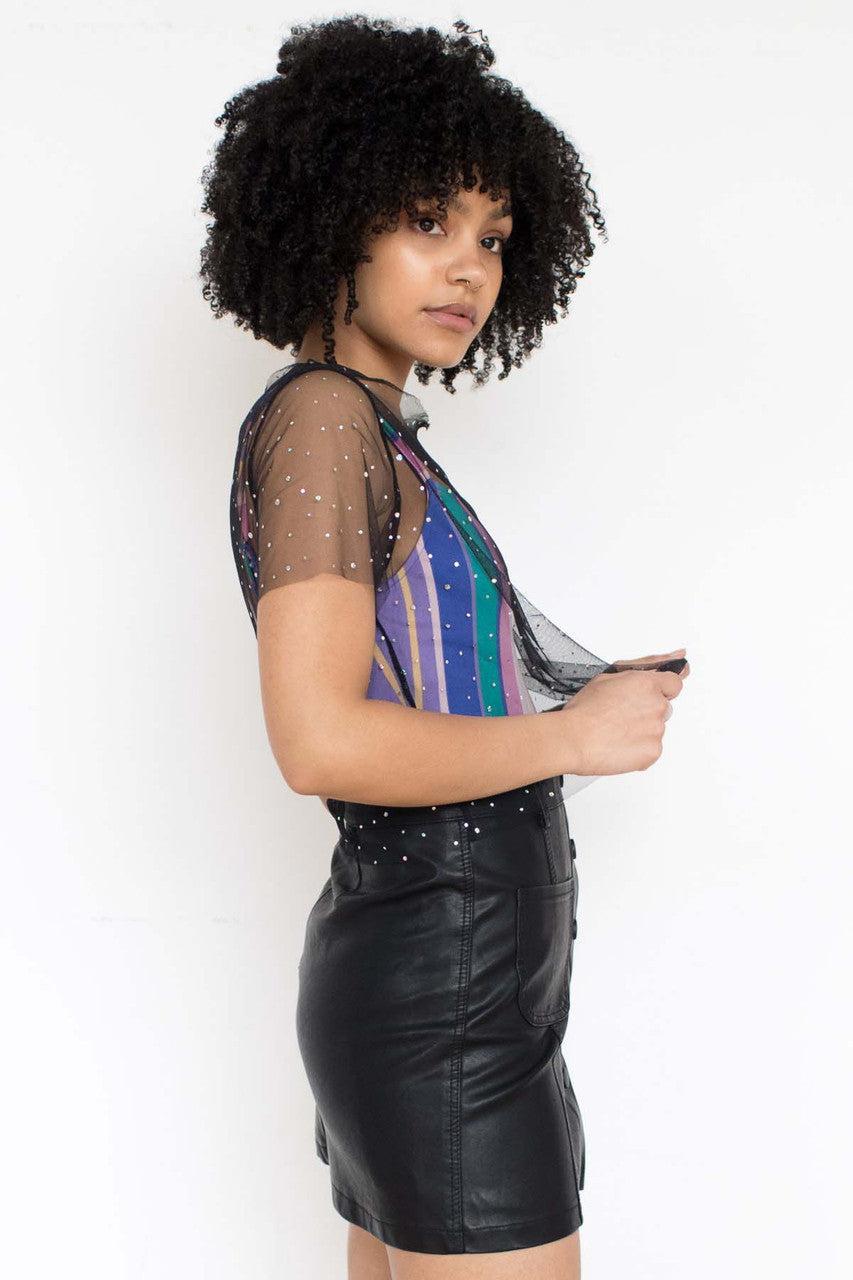 Black Holographic Dots Mesh Tee Product Image