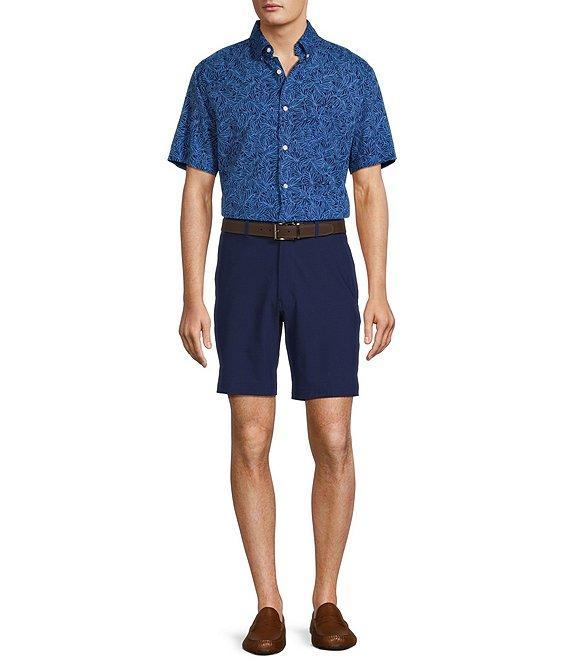 Roundtree & Yorke Short Sleeve Leaf Print Seersucker Sport Shirt Product Image