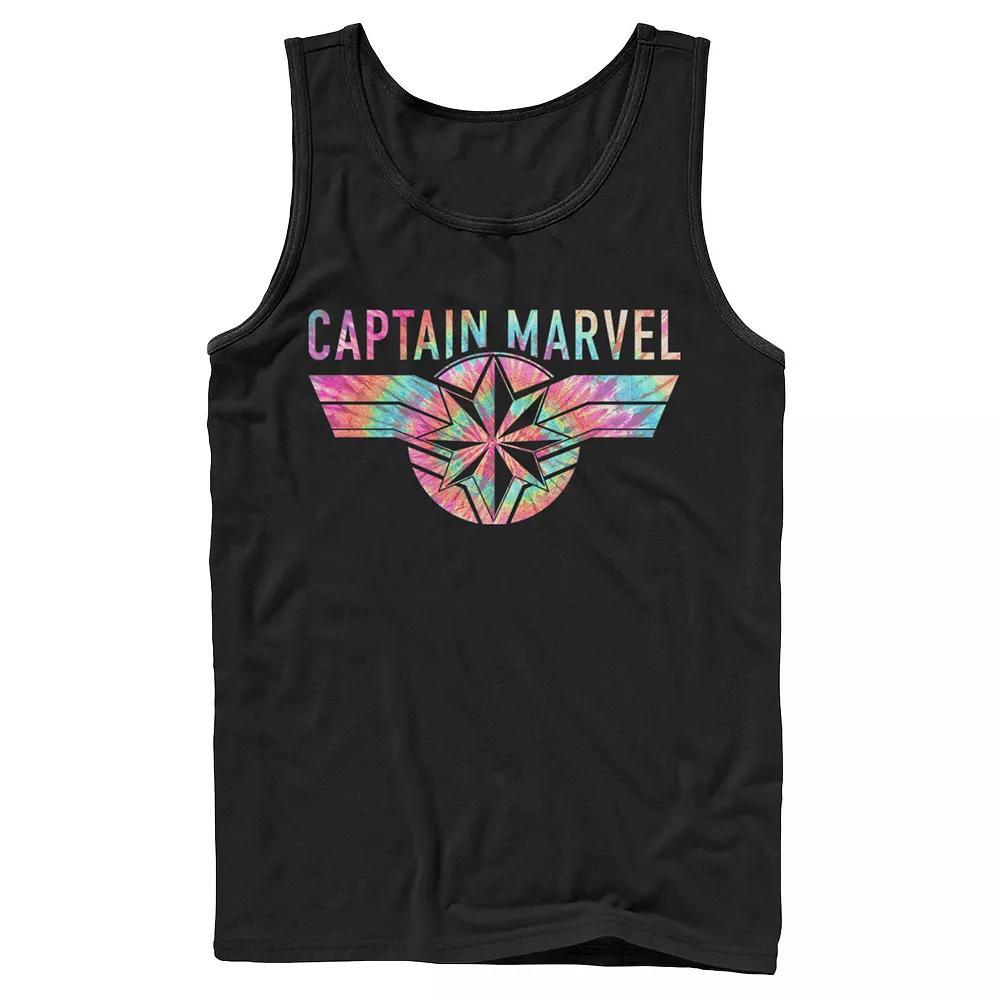 Men's Marvel Captain Marvel Logo Banner Tie Dye Colors Tank Top,  Product Image