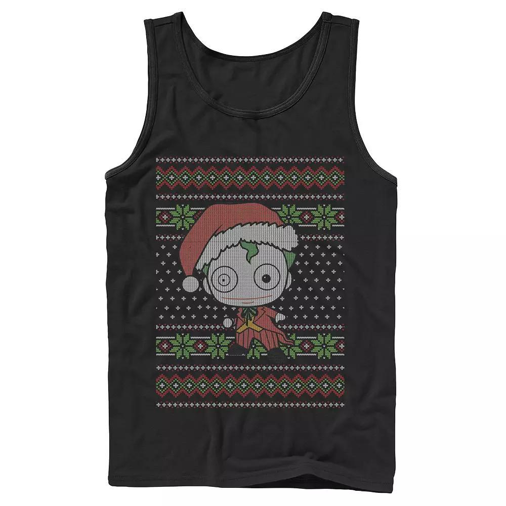 Men's DC Comics Chibi Joker Christmas Sweater Style Tank Top,  Product Image