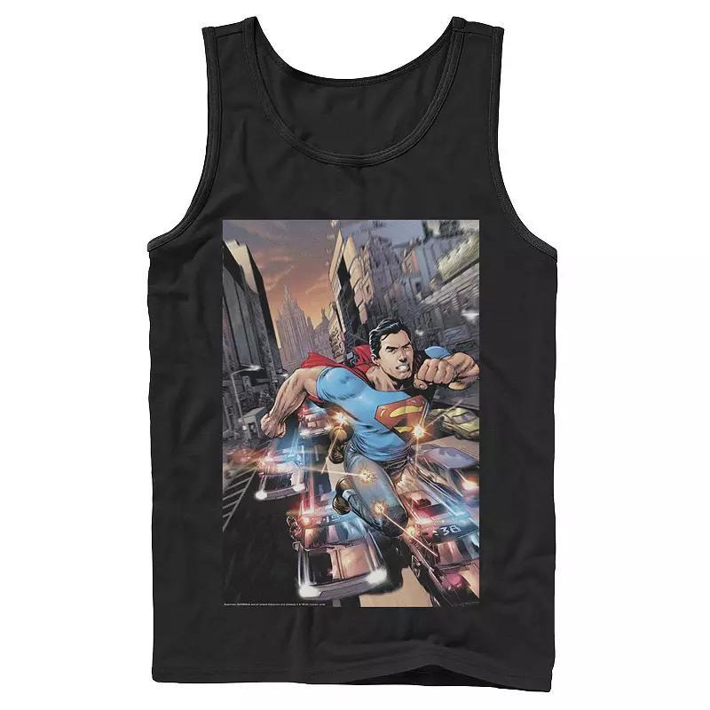 Mens DC Comics Superman Flashing Lights Poster Tank Top Product Image