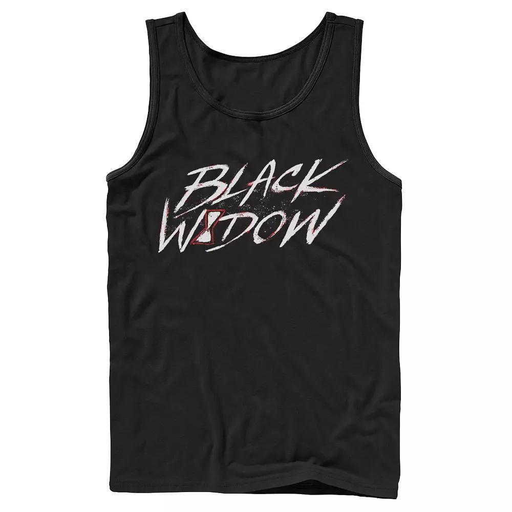 Men's Marvel Black Widow Paint Splatter Text Tank Top, Size: Medium Product Image