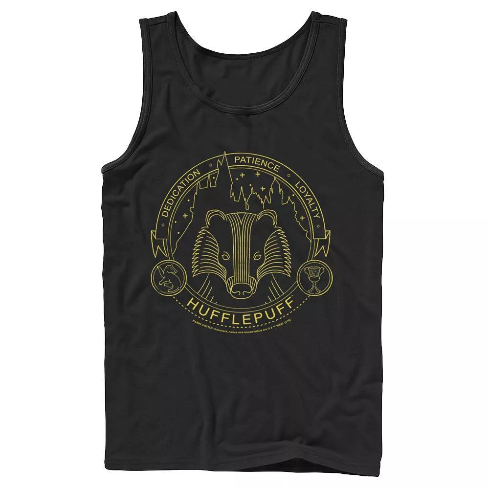 Men's Harry Potter Hufflepuff Symbol Line Art Graphic Tank Top,  Product Image