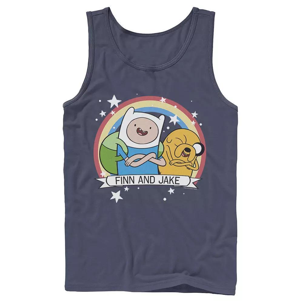 Men's Cartoon Network Adventure Time Finn & Jake Rainbow Banner Tank Top,  Product Image