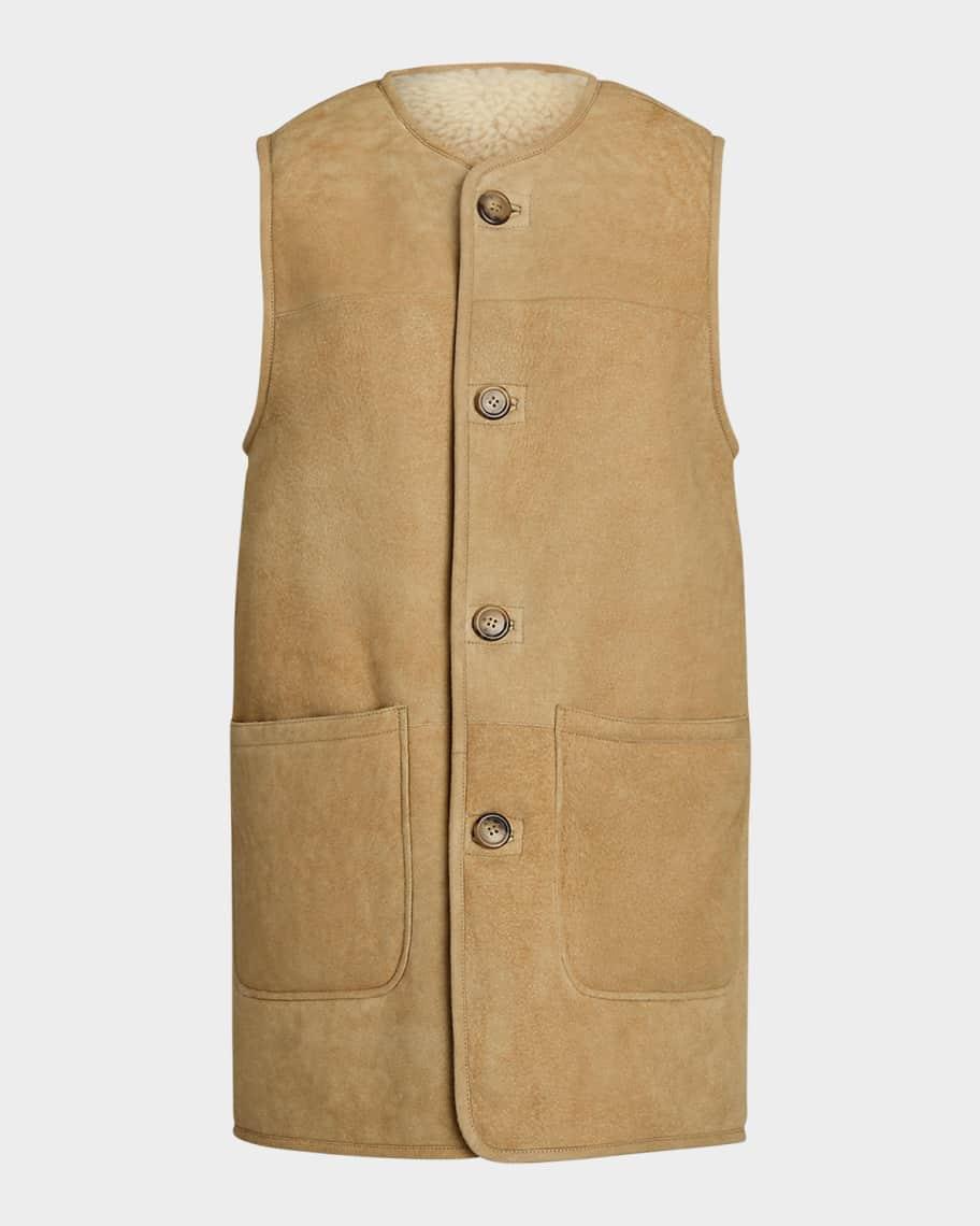 Reversible Suede Shearling Vest Product Image