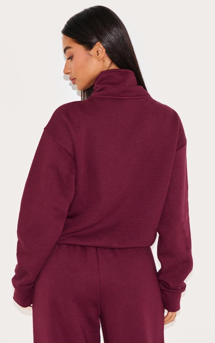 Petite Burgundy Quarter Zip Sweatshirt Product Image