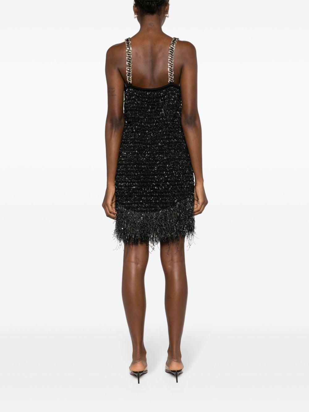 BALMAIN Fringed Lurex Tweed Dress Dresses In Black Product Image