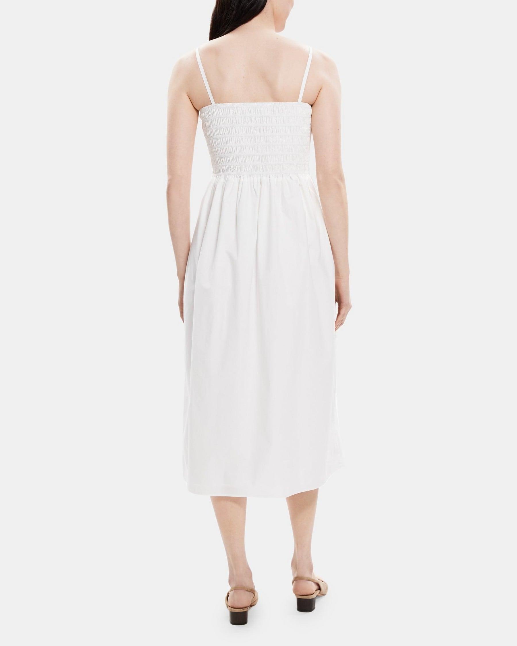 Smocked Midi Dress in Cotton Poplin Product Image