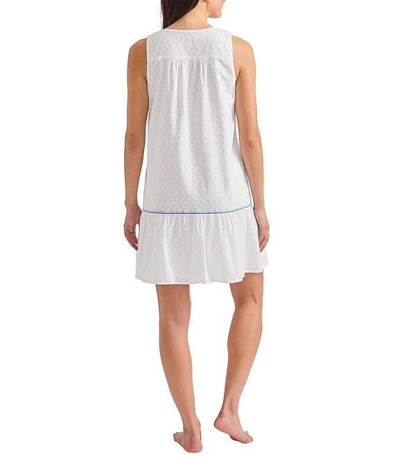 Tommy Bahama Cotton Clip Solid Texture Split V-Neck Sleeveless Swim Cover-Up Dress Product Image