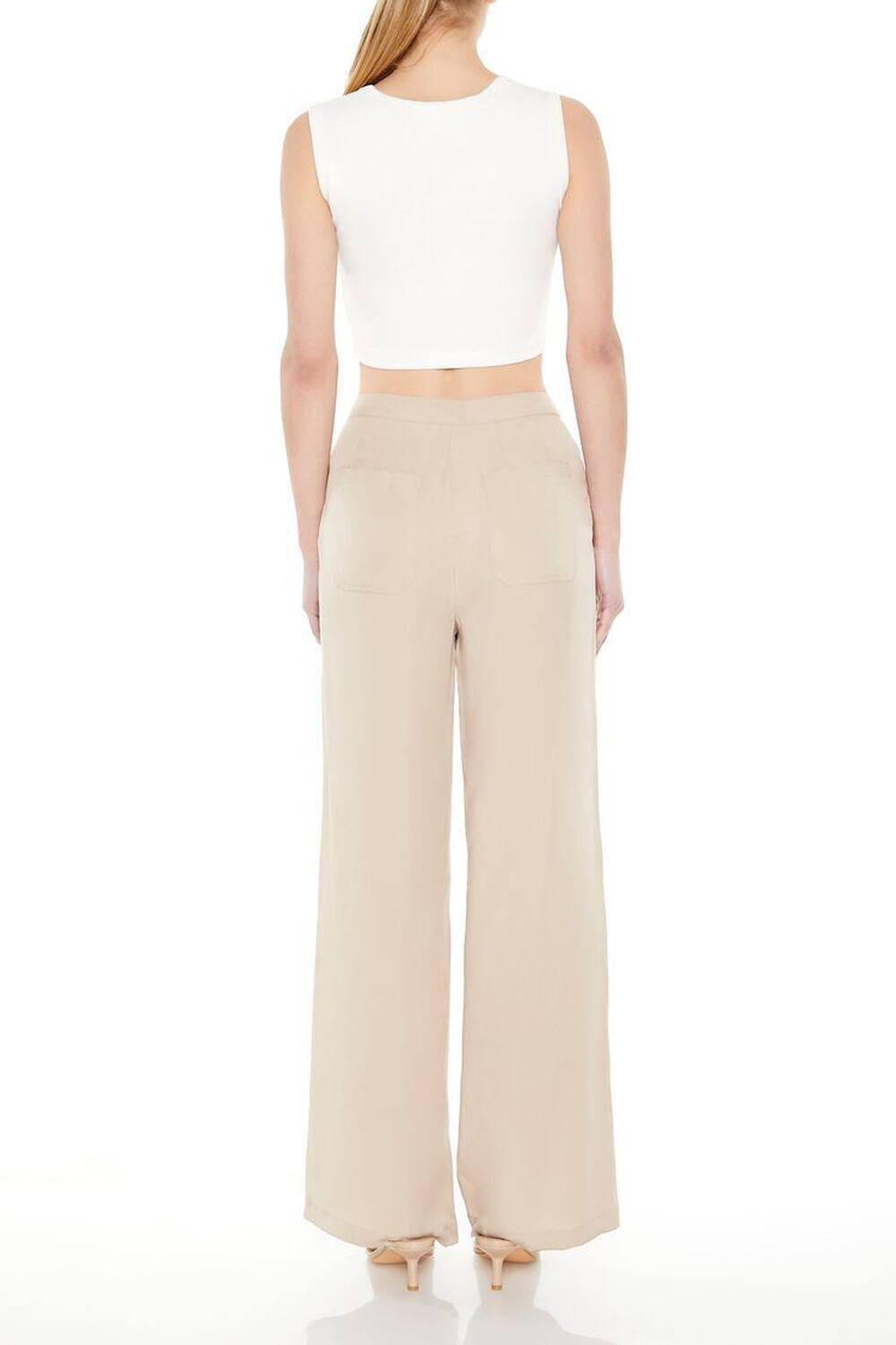 Twill Wide-Leg Trouser Pants | Forever 21 Product Image