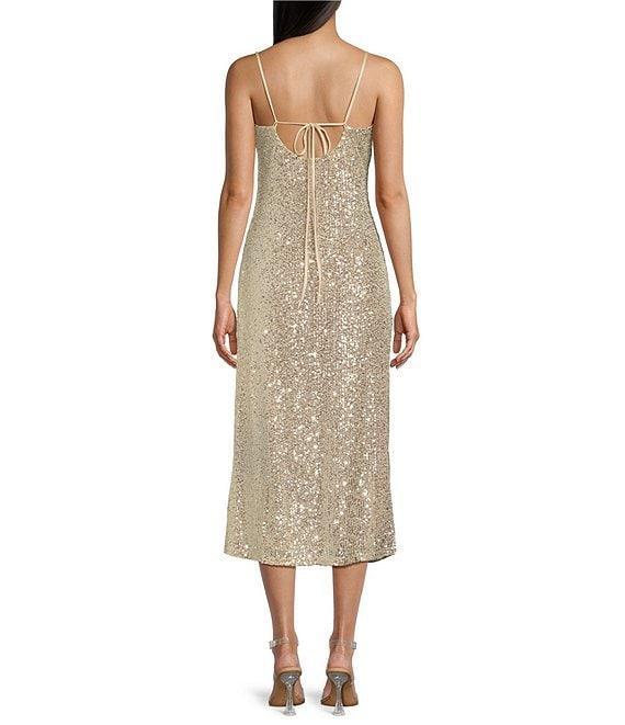 Sadie & Sage Celebration Front Slit Sequin Midi Dress Product Image