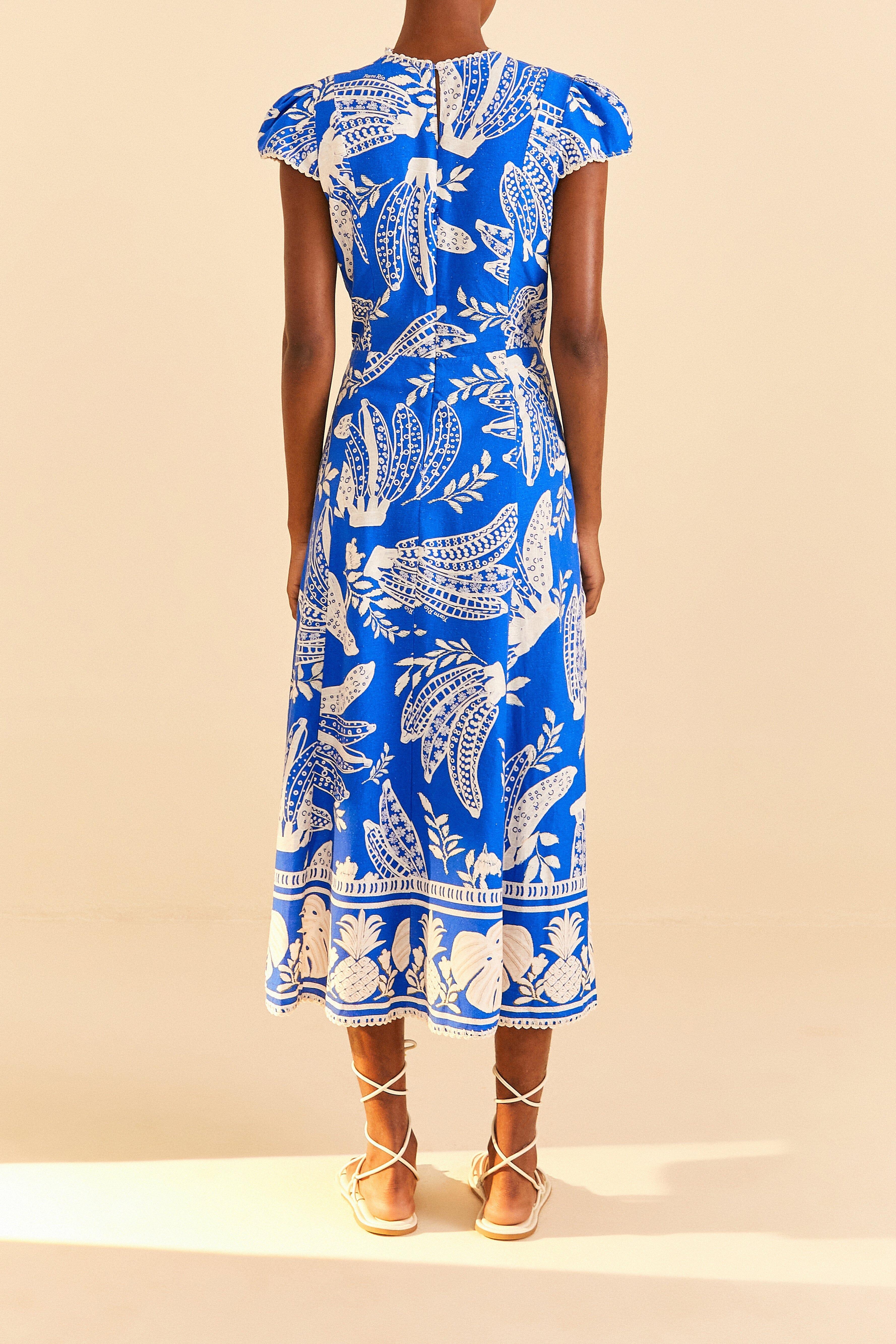 Blue Lace Banana Midi Dress Product Image