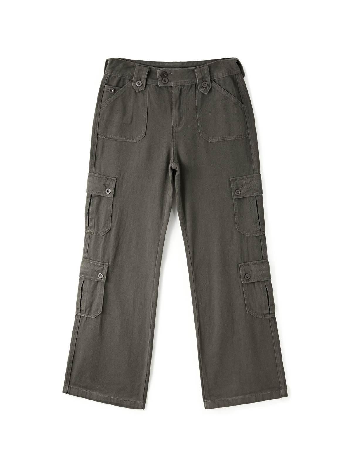 Buttoned Straight Leg Cargo Jeans Product Image