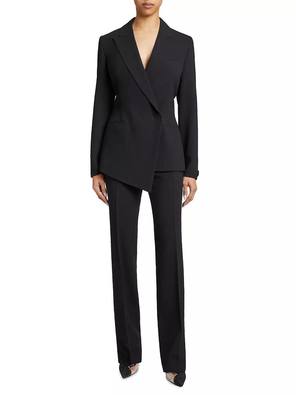 Virgin Wool-Blend Asymmetric Blazer Product Image