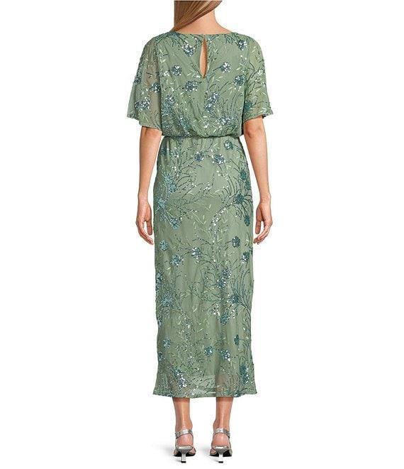 Ignite Evenings Short Flutter Sleeve Sequin Blouson Midi Dress Product Image