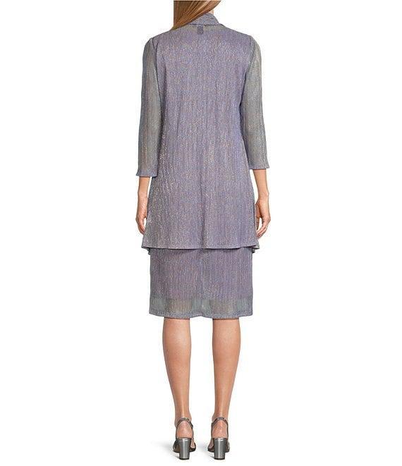 R & M Richards 3/4 Sleeve Crinkled Jacket Dress Product Image