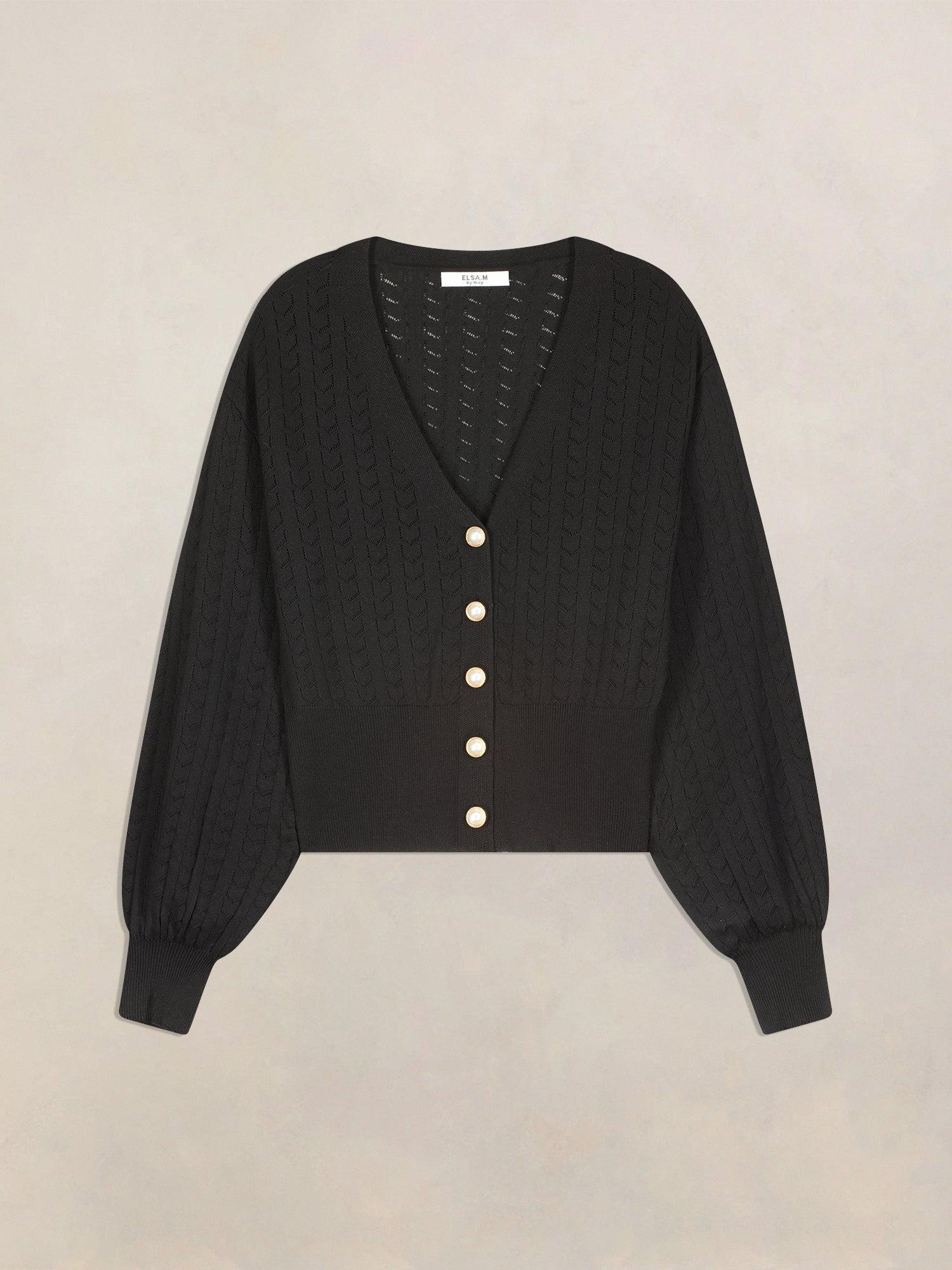 Pink Orchid The Karyn Pointelle V-Neck Knit Cardigan Product Image