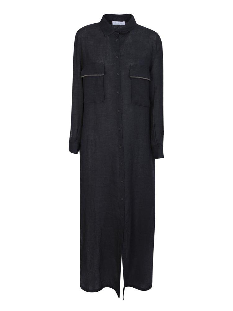 FABIANA FILIPPI Buttoned Long-sleeved Maxi Shirt Dress In Black Product Image