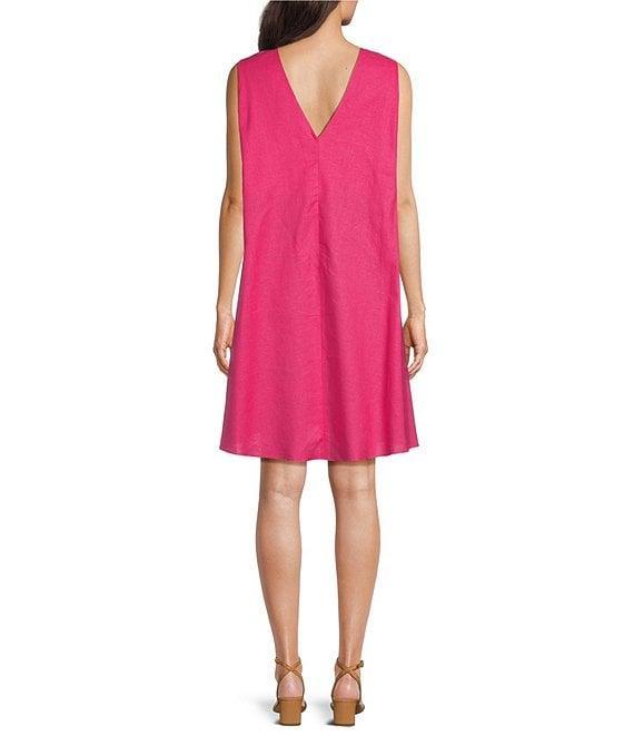 Gibson & Latimer Woven Crew Neck Sleeveless Deep Backline Twist Caftan Dress Product Image