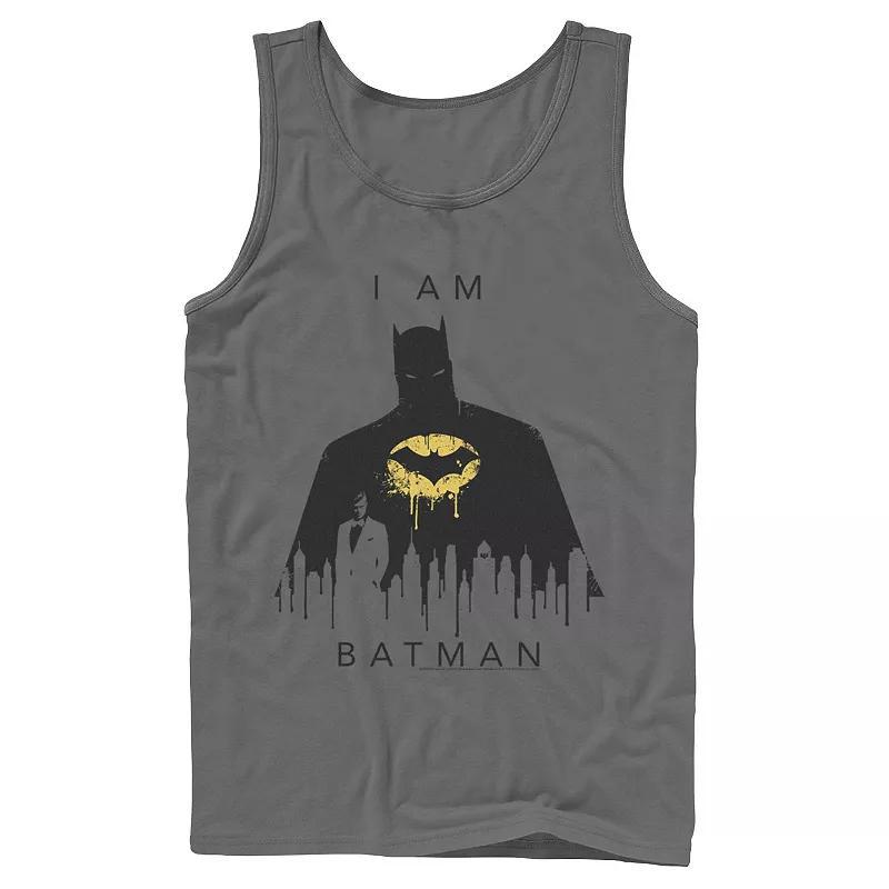 Men's DC Comics I Am Batman Skyline Poster Tank Top, Size: Small, Grey Product Image