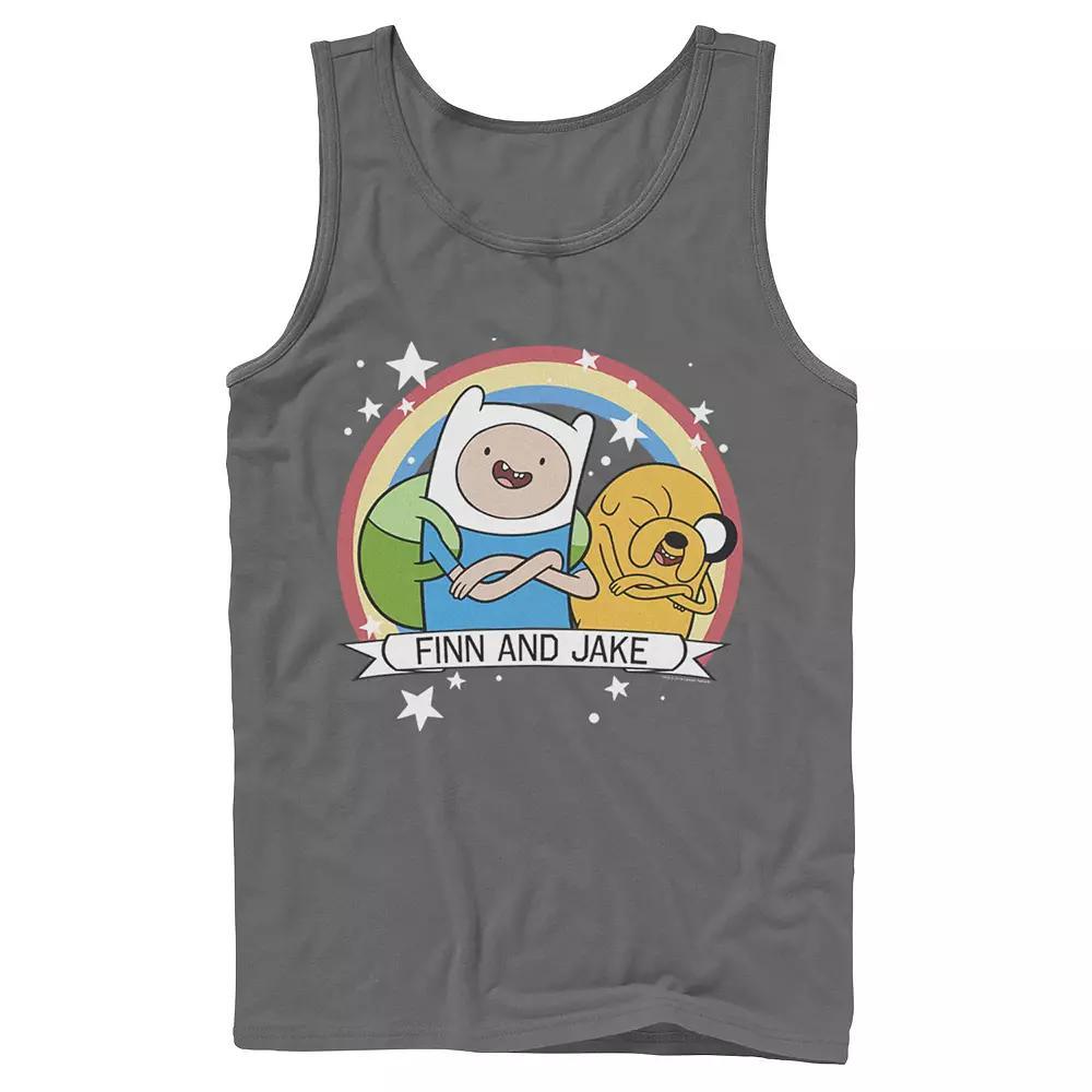 Men's Cartoon Network Adventure Time Finn & Jake Rainbow Banner Tank Top,  Product Image