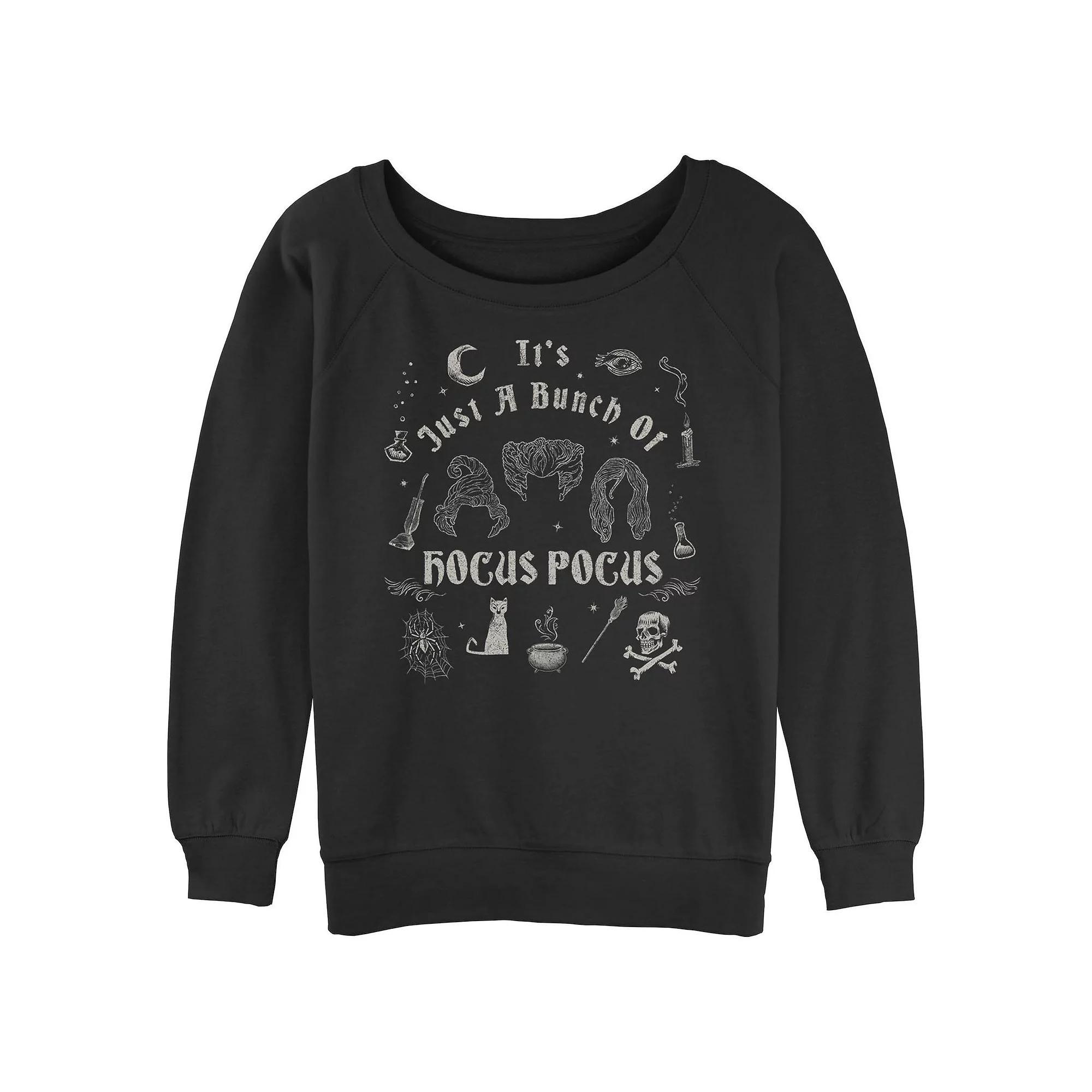 Juniors' Hocus Pocus It's A Bunch Of Hocus Pocus Doodles Graphic Slouchy Terry, Girl's, Size: XL, Black Product Image