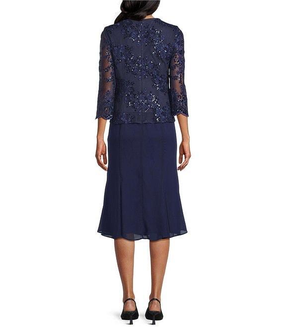 Alex Evenings Stretch Tulle Chiffon Jacket Midi Dress Product Image