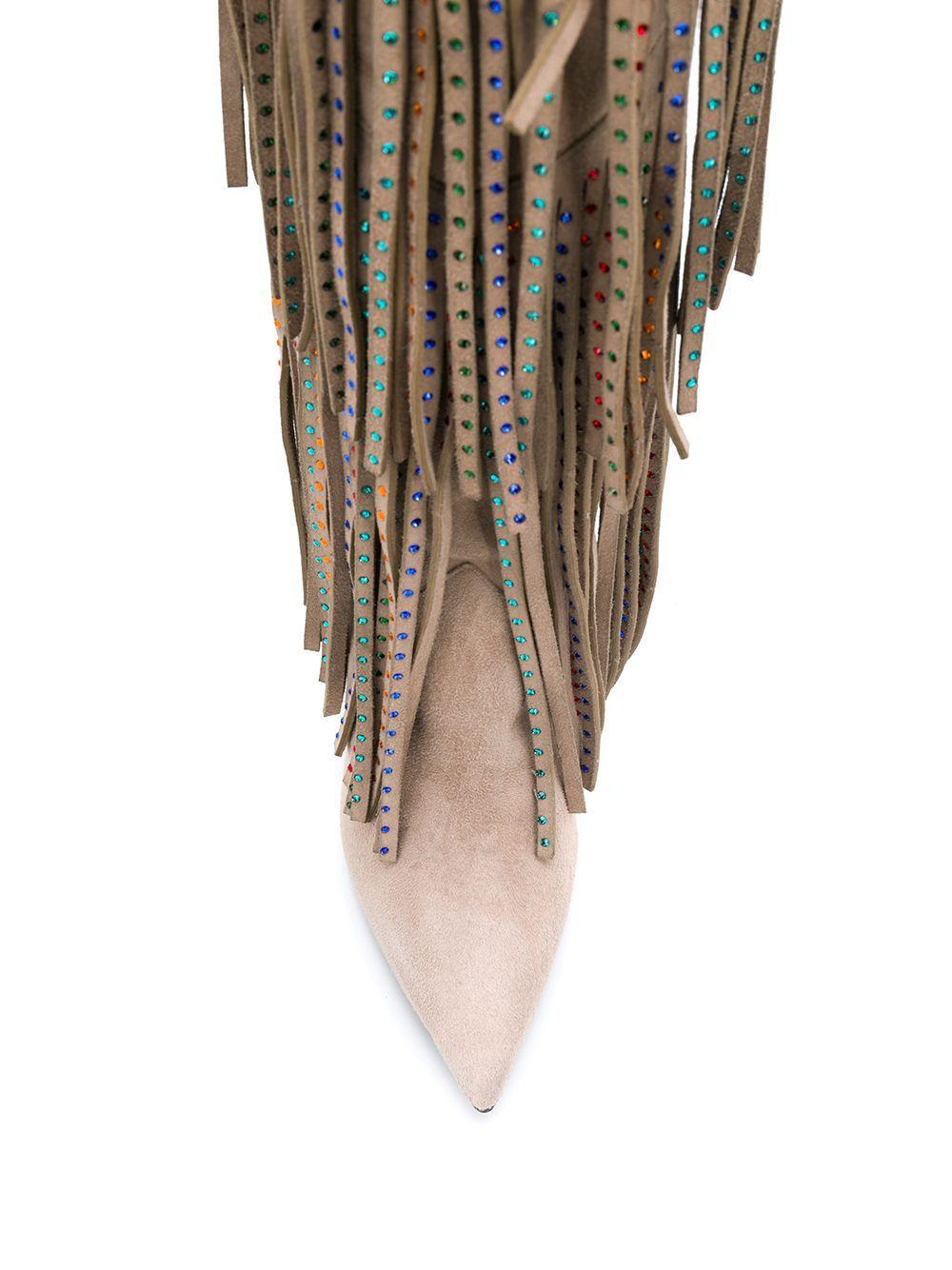 embellished fringed boots  Product Image